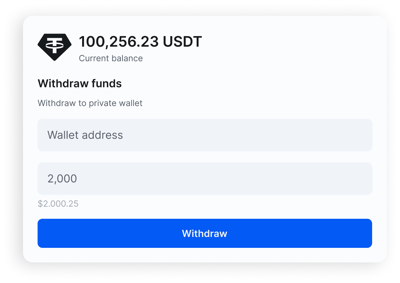 Balance in USDT